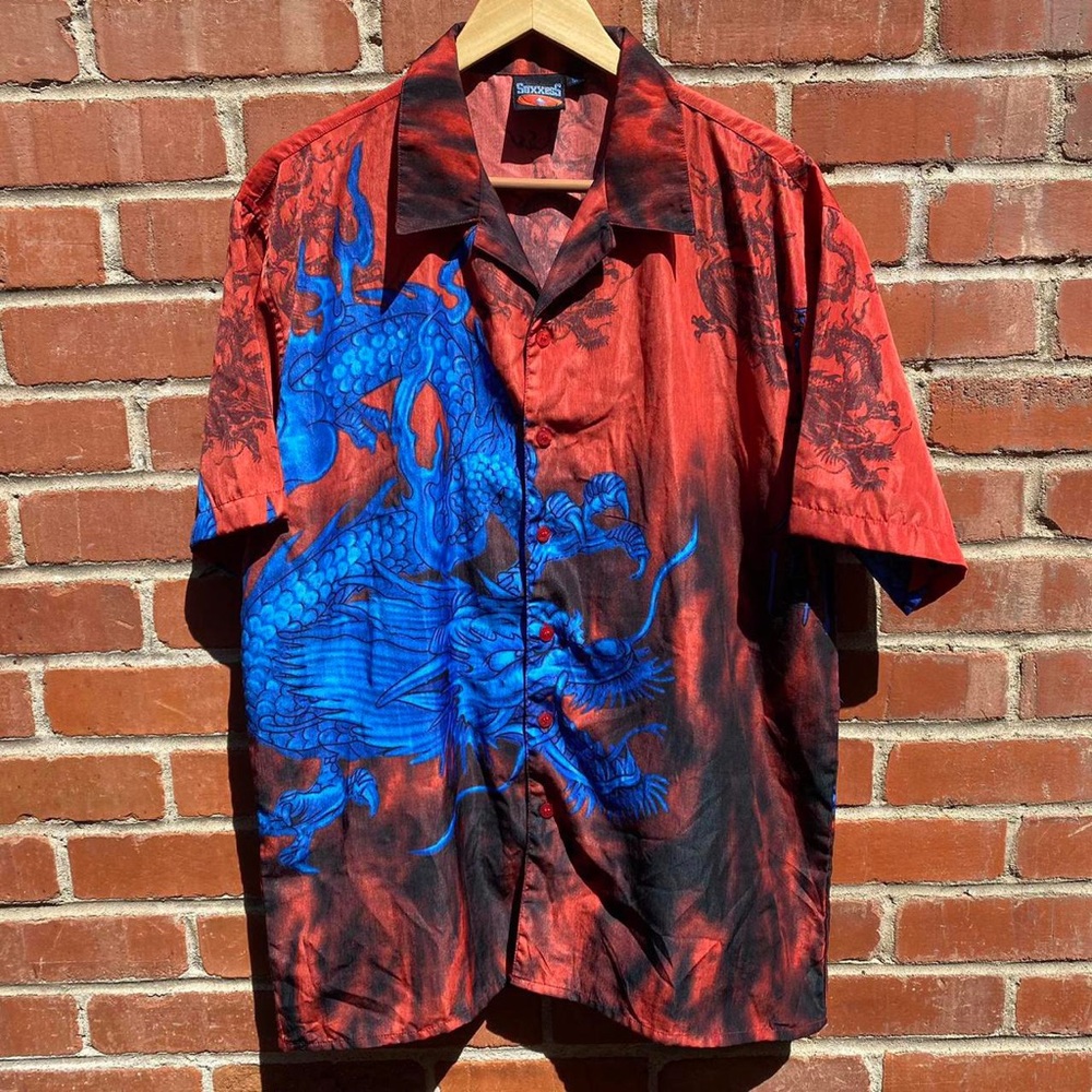 Vintage Dragon Casual Button Up Shirt